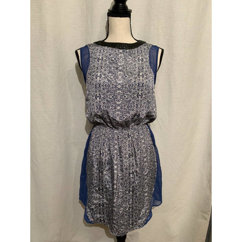 Walter Baker Faux Leather Collar Sheer Dress S